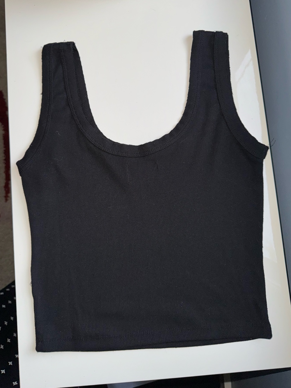 Angie Black Ribbed Tank - Picture 2 of 3